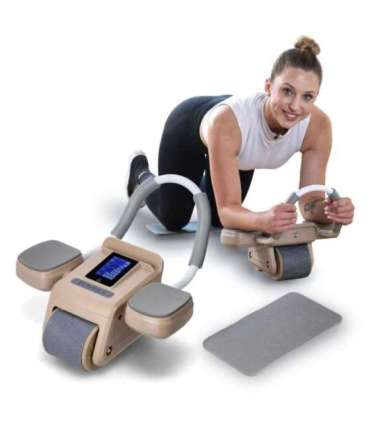 KA08 коричневое ABS автоматическое колесо для тренировки мышц пресса с ЖК-дисплеем и возможностью зарядки (HMS)