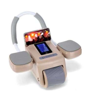 KA08 коричневое ABS автоматическое колесо для тренировки мышц пресса с ЖК-дисплеем и возможностью зарядки (HMS)