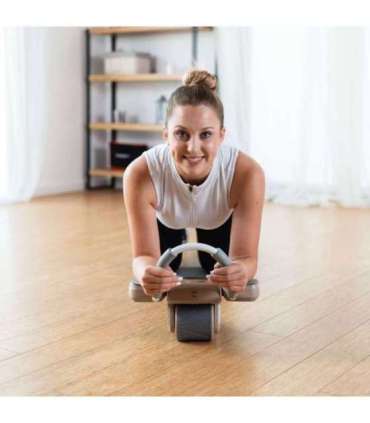 KA08 коричневое ABS автоматическое колесо для тренировки мышц пресса с ЖК-дисплеем и возможностью зарядки (HMS)