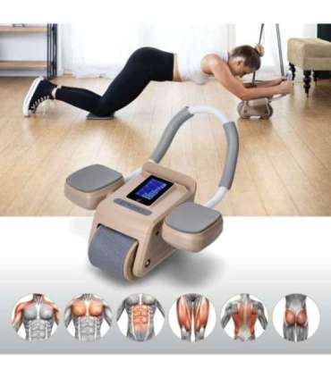 KA08 коричневое ABS автоматическое колесо для тренировки мышц пресса с ЖК-дисплеем и возможностью зарядки (HMS)