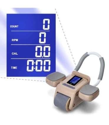 KA08 коричневое ABS автоматическое колесо для тренировки мышц пресса с ЖК-дисплеем и возможностью зарядки (HMS)