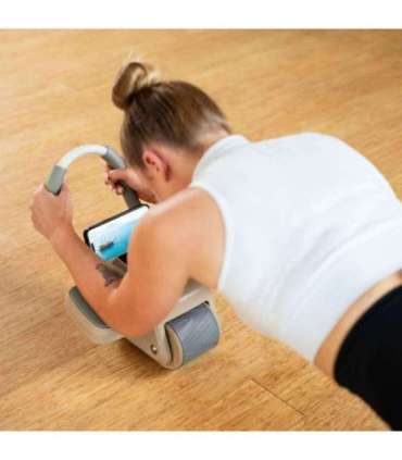 KA08 коричневое ABS автоматическое колесо для тренировки мышц пресса с ЖК-дисплеем и возможностью зарядки (HMS)