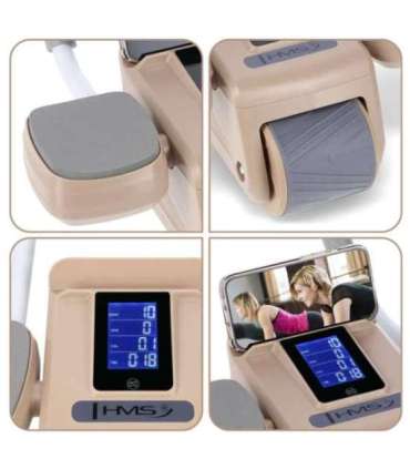 KA08 коричневое ABS автоматическое колесо для тренировки мышц пресса с ЖК-дисплеем и возможностью зарядки (HMS)