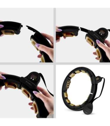HHM13 NEW HULA HOOP BLACK/GOLD MAGNETIC WITH WEIGHT + COUNTER HMS