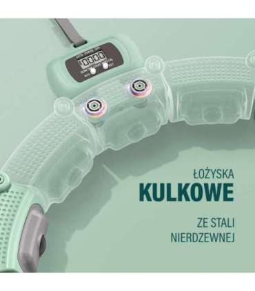 HHM14 хула-хуп зелёный, магнитный, с утяжелителем и счётчиком HMS