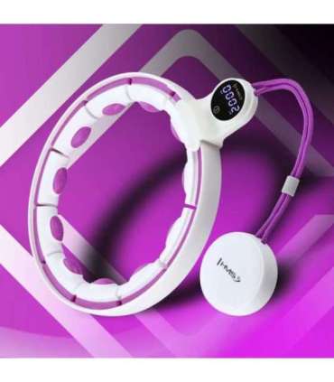 HHM17 хула-хуп белый/фиолетовый магнитный с утяжелителем и счётчиком HMS