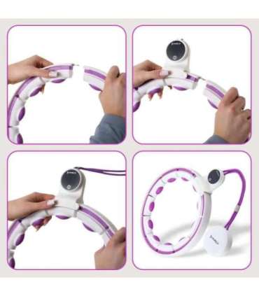 HHM17 хула-хуп белый/фиолетовый магнитный с утяжелителем и счётчиком HMS