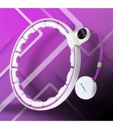HHM17 хула-хуп белый/фиолетовый магнитный с утяжелителем и счётчиком HMS