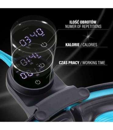 HHM17 хула-хуп черный/бирюзовый, магнитный с утяжелителем и счётчиком (HMS)