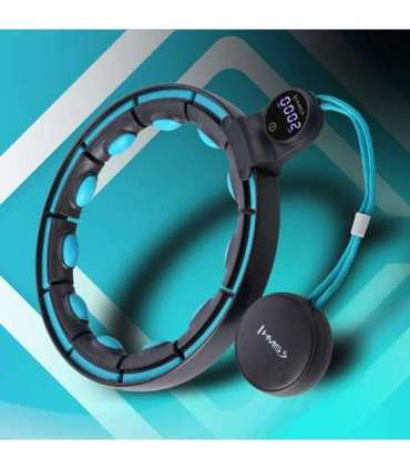 HHM17 хула-хуп черный/бирюзовый, магнитный с утяжелителем и счётчиком (HMS)