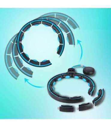 HHM17 хула-хуп черный/бирюзовый, магнитный с утяжелителем и счётчиком (HMS)