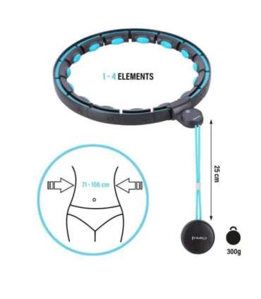 HHM17 хула-хуп черный/бирюзовый, магнитный с утяжелителем и счётчиком (HMS)