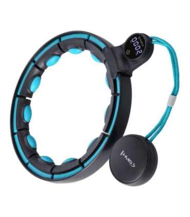HHM17 хула-хуп черный/бирюзовый, магнитный с утяжелителем и счётчиком (HMS)