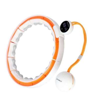HHM21 хула-хуп, бело-оранжевый, магнитный, с утяжелителем и счётчиком — HMS