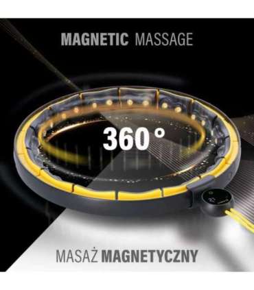 HHM21 хула-хуп чёрный/жёлтый, магнитный, с утяжелителем и счётчиком HMS