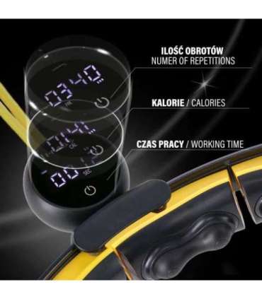 HHM21 хула-хуп чёрный/жёлтый, магнитный, с утяжелителем и счётчиком HMS