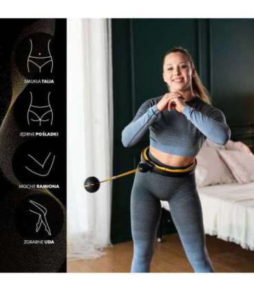 HHM21 хула-хуп чёрный/жёлтый, магнитный, с утяжелителем и счётчиком HMS