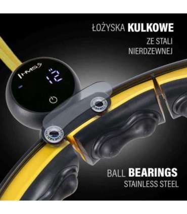 HHM21 хула-хуп чёрный/жёлтый, магнитный, с утяжелителем и счётчиком HMS