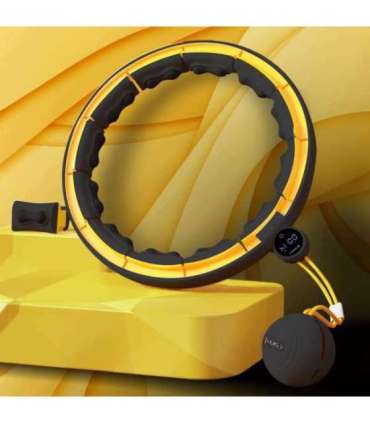 HHM21 хула-хуп чёрный/жёлтый, магнитный, с утяжелителем и счётчиком HMS