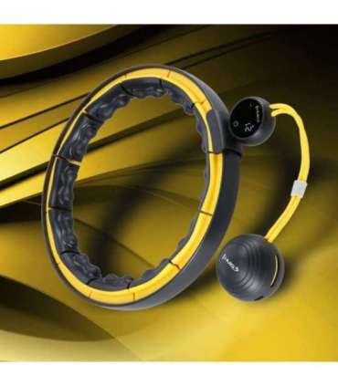 HHM21 хула-хуп чёрный/жёлтый, магнитный, с утяжелителем и счётчиком HMS