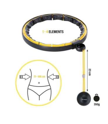 HHM21 хула-хуп чёрный/жёлтый, магнитный, с утяжелителем и счётчиком HMS