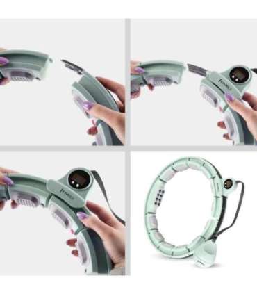 Набор: магнитный хула-хуп, зелёный (HHM13) с утяжелителем + счётчиком (HMS) + поддерживающий пояс BR163, красный