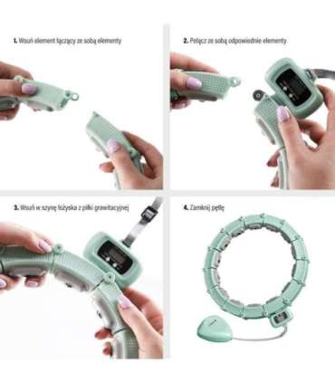 Набор: магнитный хула-хуп, зелёный (HHM14) с утяжелителем + счётчик HMS + поддержка для талии BR163 (чёрная)