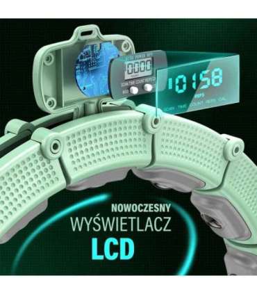 Набор: магнитный хула-хуп, зелёный (HHM14) с утяжелителем + счётчик HMS + поддержка для талии BR163 (чёрная)