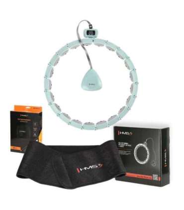 Набор: магнитный хула-хуп, зелёный (HHM14) с утяжелителем + счётчик HMS + поддержка для талии BR163 (чёрная)