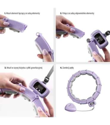SET HULA HOOP MAGNETIC VIOLET HHM14 WITH WEIGHT + COUNTER HMS + WAIST SUPPORT BR163 BLACK