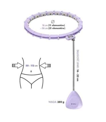 SET HULA HOOP MAGNETIC VIOLET HHM14 WITH WEIGHT + COUNTER HMS + WAIST SUPPORT BR163 BLACK