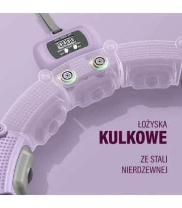 SET HULA HOOP MAGNETIC VIOLET HHM14 WITH WEIGHT + COUNTER HMS + WAIST SUPPORT BR163 BLACK