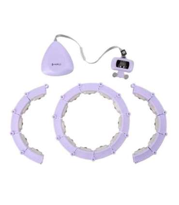 SET HULA HOOP MAGNETIC VIOLET HHM14 WITH WEIGHT + COUNTER HMS + WAIST SUPPORT BR163 BLACK