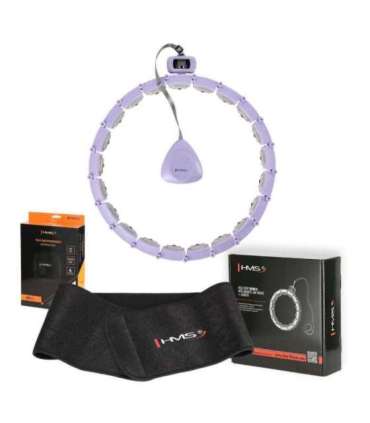 SET HULA HOOP MAGNETIC VIOLET HHM14 WITH WEIGHT + COUNTER HMS + WAIST SUPPORT BR163 BLACK