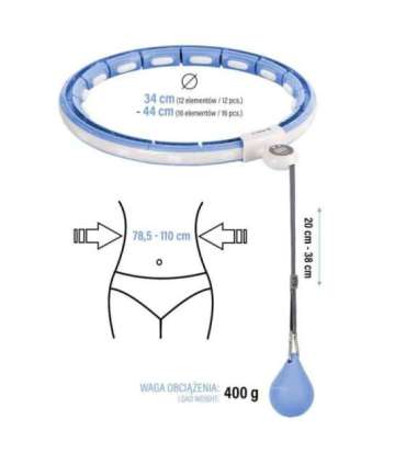 Komplekt: magnetiline sinine hula-hoop (HHM15) koos kaaluga + HMS loendur + punane taljetugi BR163
