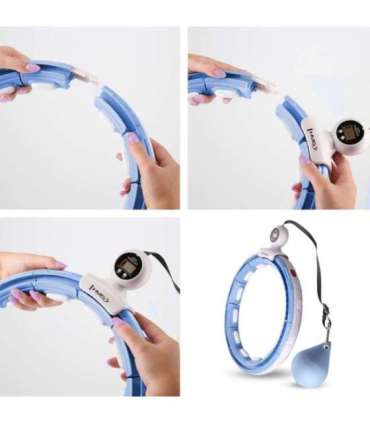 Komplekt: magnetiline sinine hula-hoop (HHM15) koos kaaluga + HMS loendur + punane taljetugi BR163