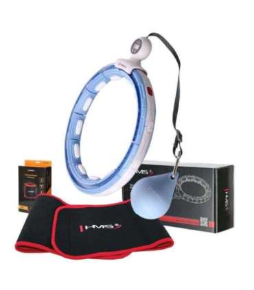 Komplekt: magnetiline sinine hula-hoop (HHM15) koos kaaluga + HMS loendur + punane taljetugi BR163
