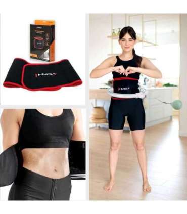 SET HULA HOOP MAGNETIC GREEN HHM15 WITH WEIGHT + COUNTER HMS + WAIST SUPPORT BR163 RED