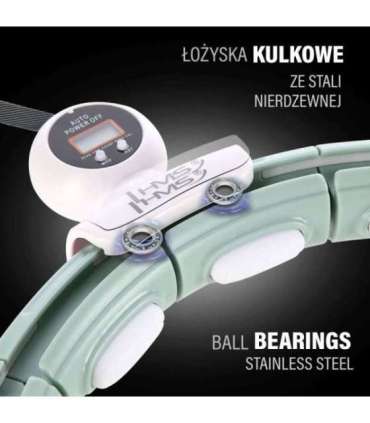 SET HULA HOOP MAGNETIC GREEN HHM15 WITH WEIGHT + COUNTER HMS + WAIST SUPPORT BR163 RED