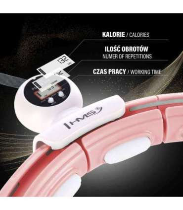 Набор: магнитный розовый хула-хуп (HHM15) с утяжелителем и счётчиком (HMS) и красный пояс для поддержки талии (BR163)