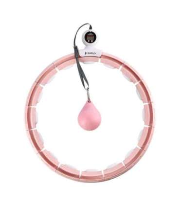 Набор: магнитный розовый хула-хуп (HHM15) с утяжелителем и счётчиком (HMS) и красный пояс для поддержки талии (BR163)