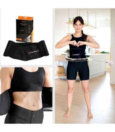 SET HULA HOOP MAGNETIC WHITE HHM16 WITH WEIGHT + COUNTER HMS + WAIST SUPPORT BR163 BLACK