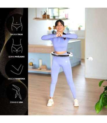SET HULA HOOP MAGNETIC WHITE HHM16 WITH WEIGHT + COUNTER HMS + WAIST SUPPORT BR163 BLACK