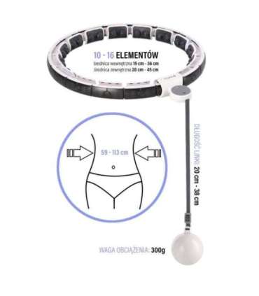 SET HULA HOOP MAGNETIC WHITE HHM16 WITH WEIGHT + COUNTER HMS + WAIST SUPPORT BR163 BLACK