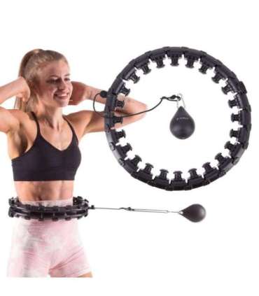 SET HULA HOOP HHW01 BLACK WITH WEIGHT HMS + WAIST SUPPORT BR163 RED