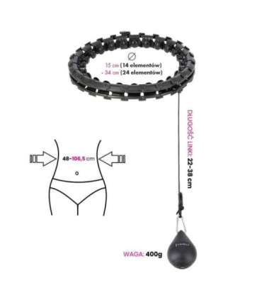 SET HULA HOOP HHW01 BLACK WITH WEIGHT HMS + WAIST SUPPORT BR163 RED