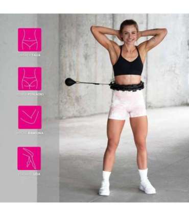 SET HULA HOOP HHW01 BLACK WITH WEIGHT HMS + WAIST SUPPORT BR163 RED
