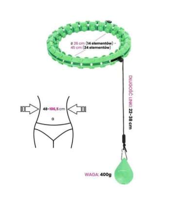 Набор: обруч HULA HOOP HHW01 (зелёный, с утяжелителем HMS) и поддержка талии BR163 (красная)