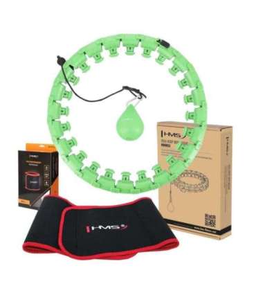 Набор: обруч HULA HOOP HHW01 (зелёный, с утяжелителем HMS) и поддержка талии BR163 (красная)
