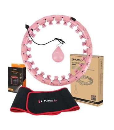 Набор хула-хуп HHW01, розовый, с утяжелителем HMS + пояс для поддержки талии BR163, красный